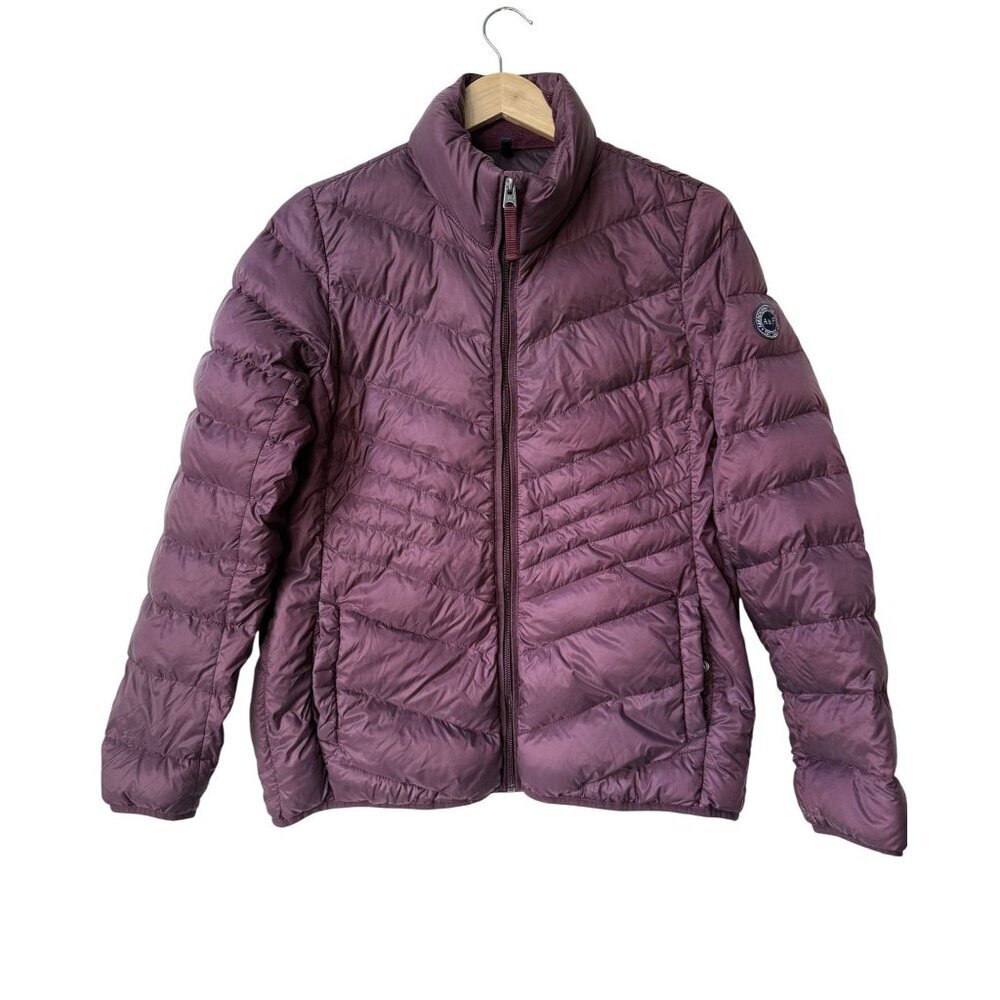 Abercrombie & Fitch Womens Down Puffer Coat Jacket L Lightweight Packable Zip‎